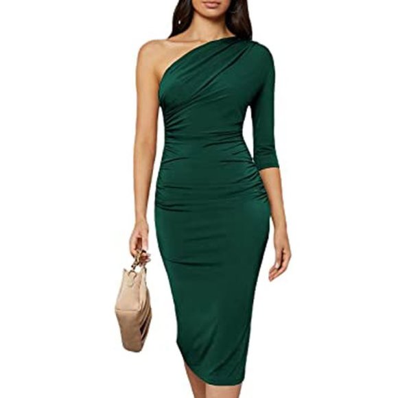 Karykarys Dresses & Skirts - Women's One Shoulder Pencil Dresses Green